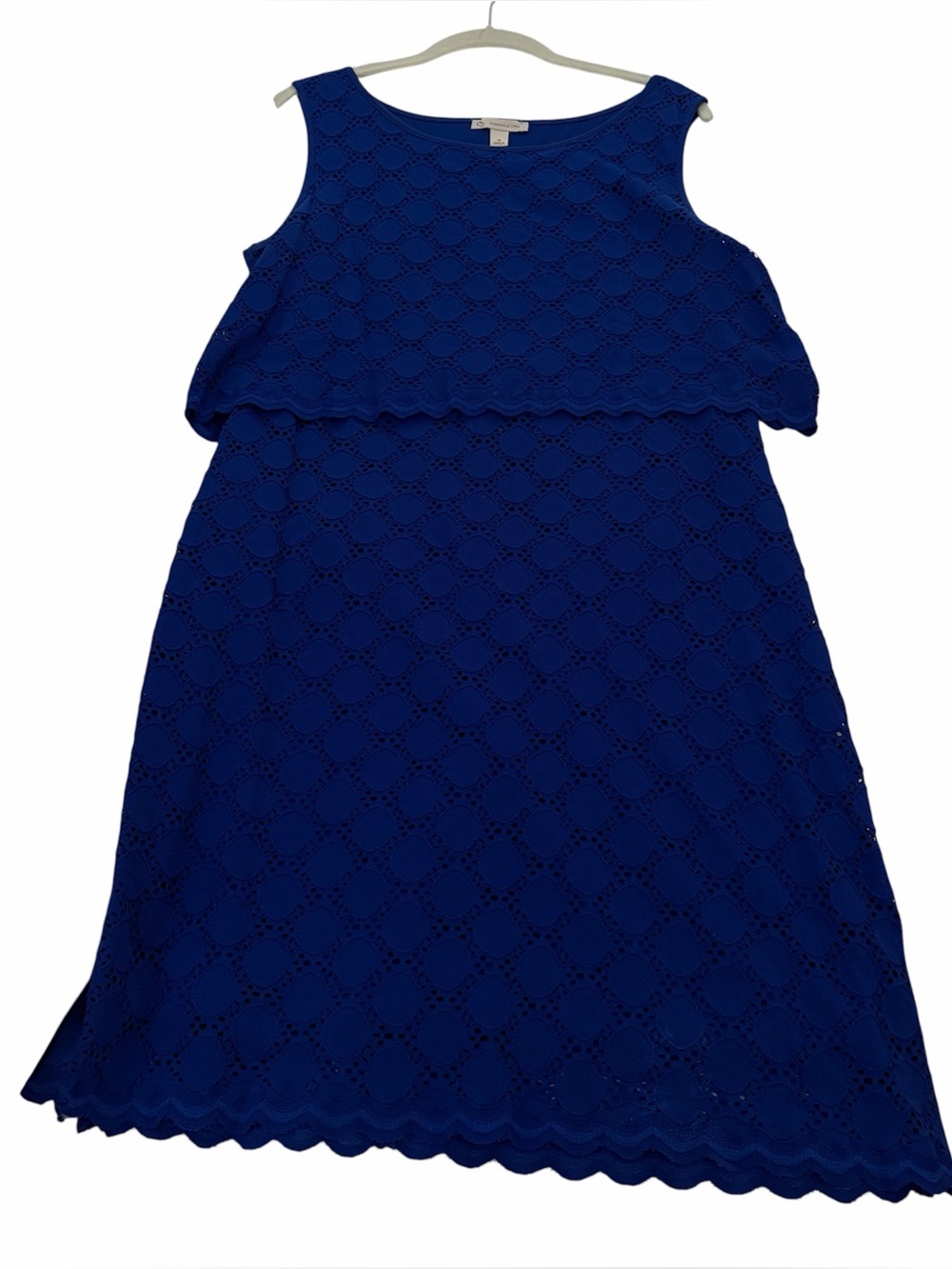 Petite Sophisticate Royal Blue Eyelet Midi Dress
